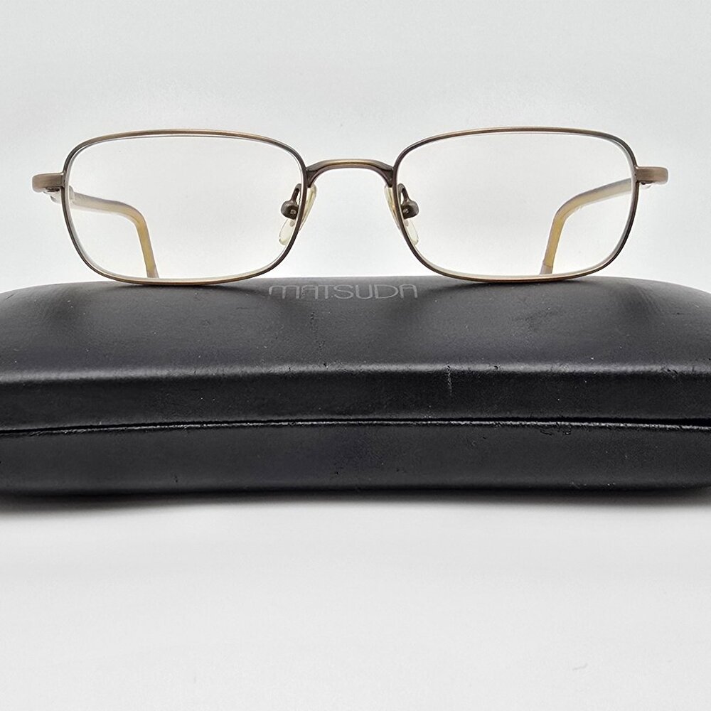 Matsuda 10151 Brushed Antique Gold Brown Eyeglasses Frame w Case Japan 50-18-142